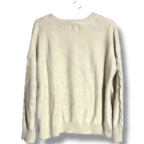 St. John’s Bay Cozy Relaxed Fit Crewneck Lightweight Cream Knit Sweater - Picture 13 of 16